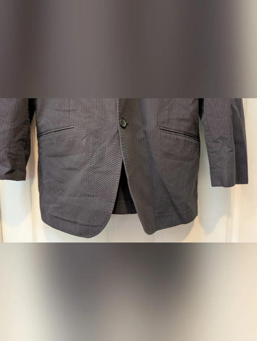 Banana Republic Gray Pinstripe Blazer Jacket 44R 100% Cotton
